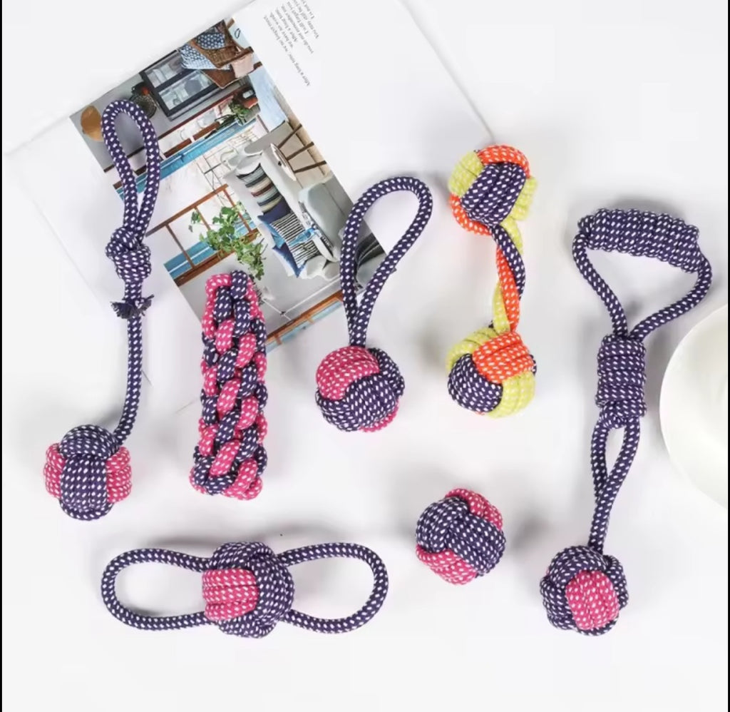 Dog Rope Toy Set – 7 -Pack Colourful Chew & Tug Toys
