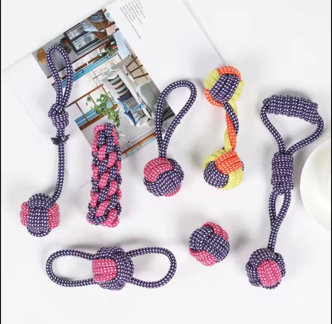 Dog Rope Toy Set – 7 -Pack Colourful Chew & Tug Toys