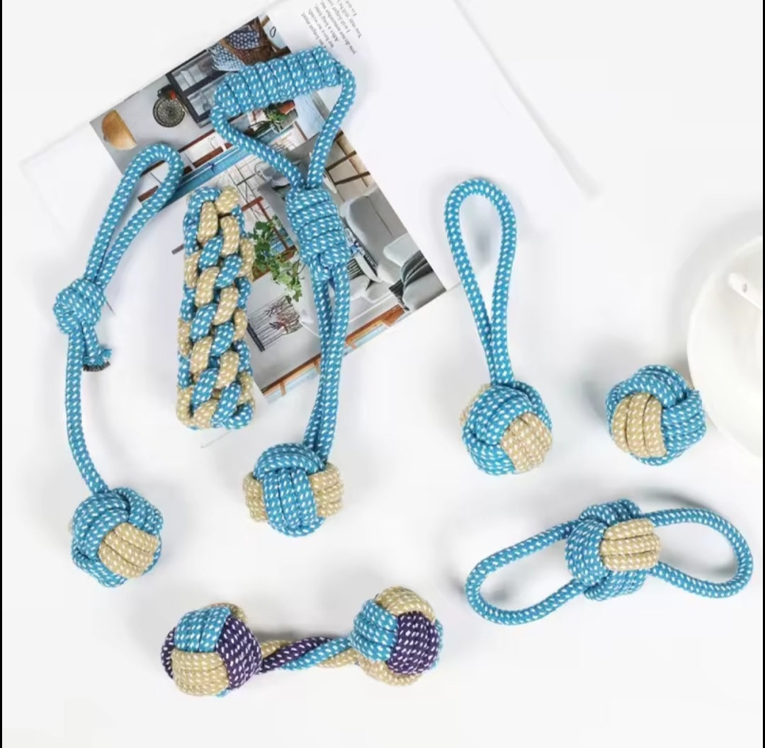 Dog Rope Toy Set – 7 -Pack Colourful Chew & Tug Toys