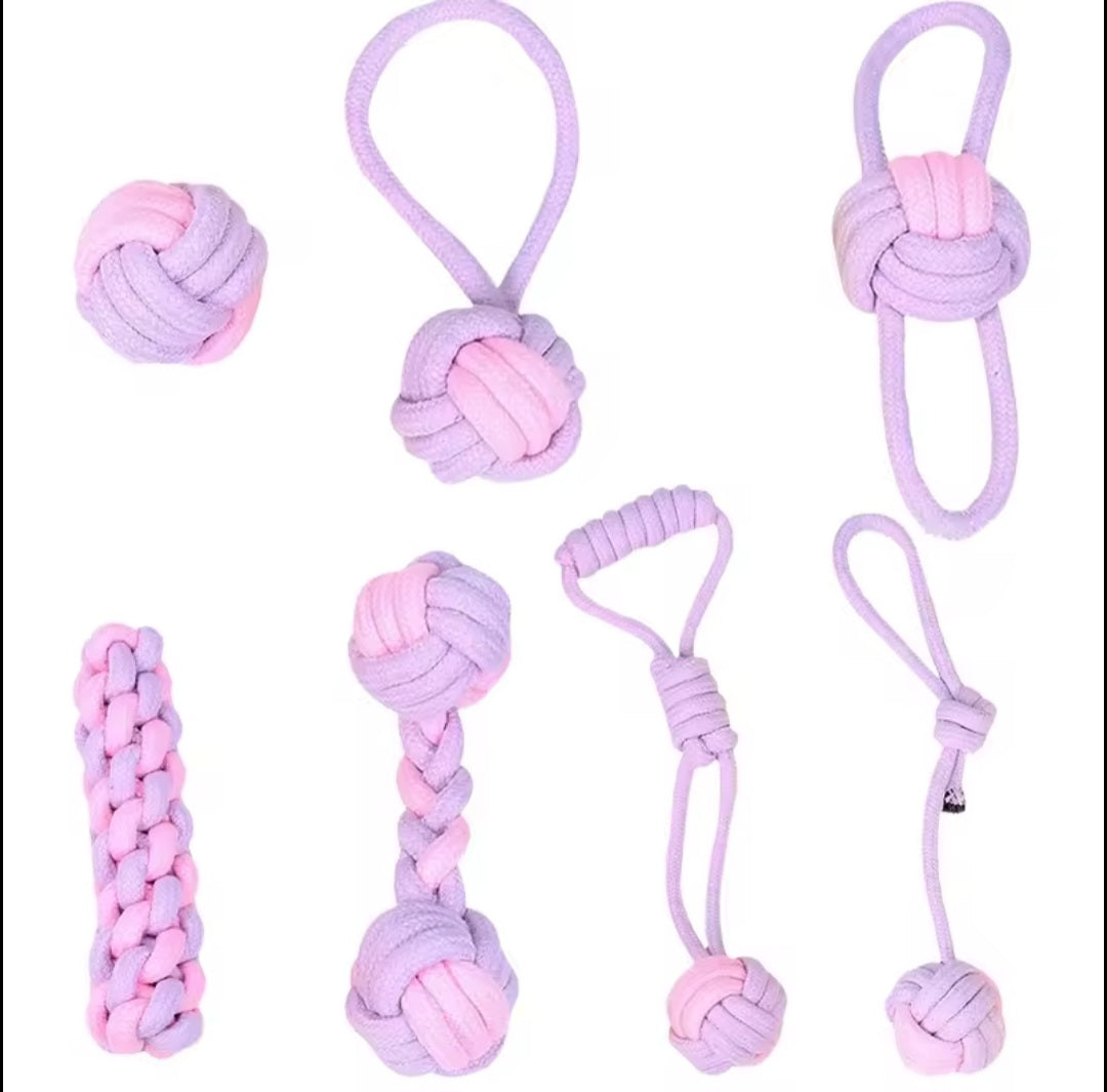 Dog Rope Toy Set – 7 -Pack Colourful Chew & Tug Toys