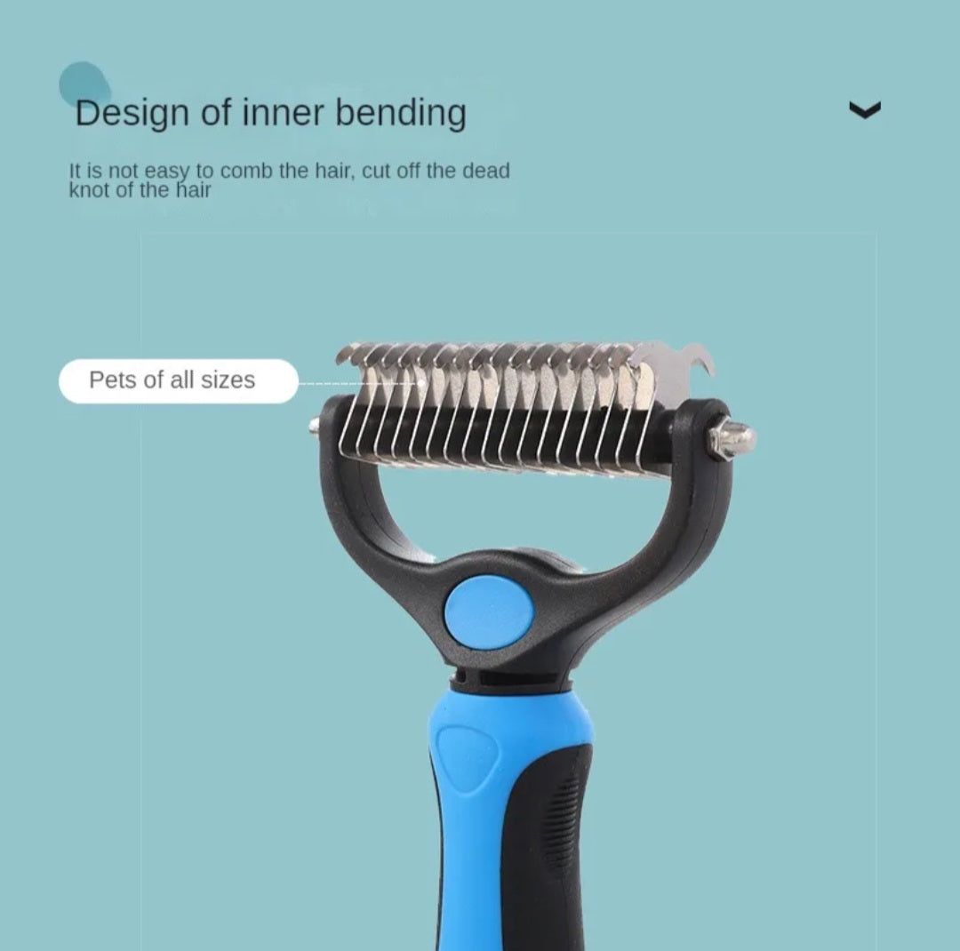 Double-Sided Dog & Cat Grooming Comb – No-Mess Deshedding
