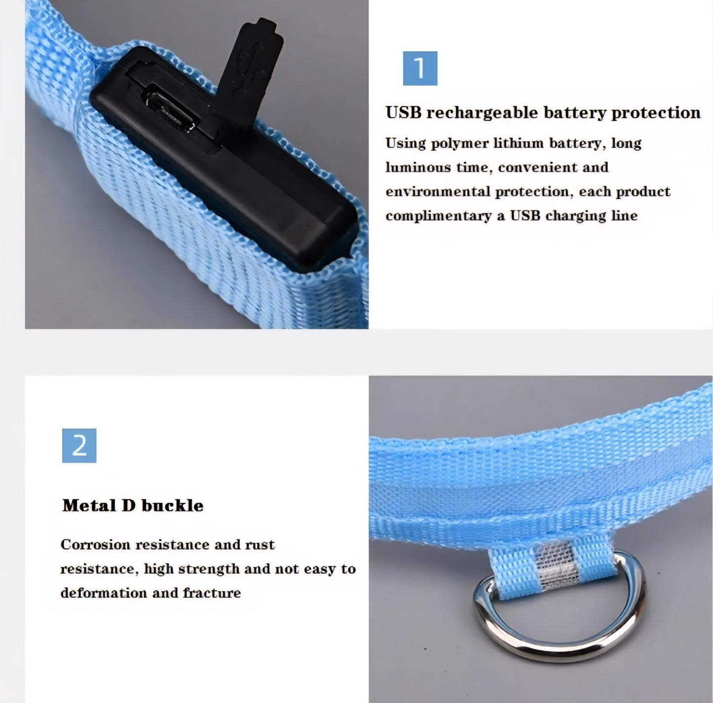 USB Rechargeable LED Dog Collar – 7 Colours, 3 Light Modes