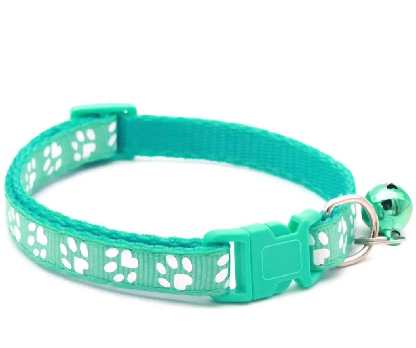Cat & Puppy Paw Print Collar with Bell – 15 Colours