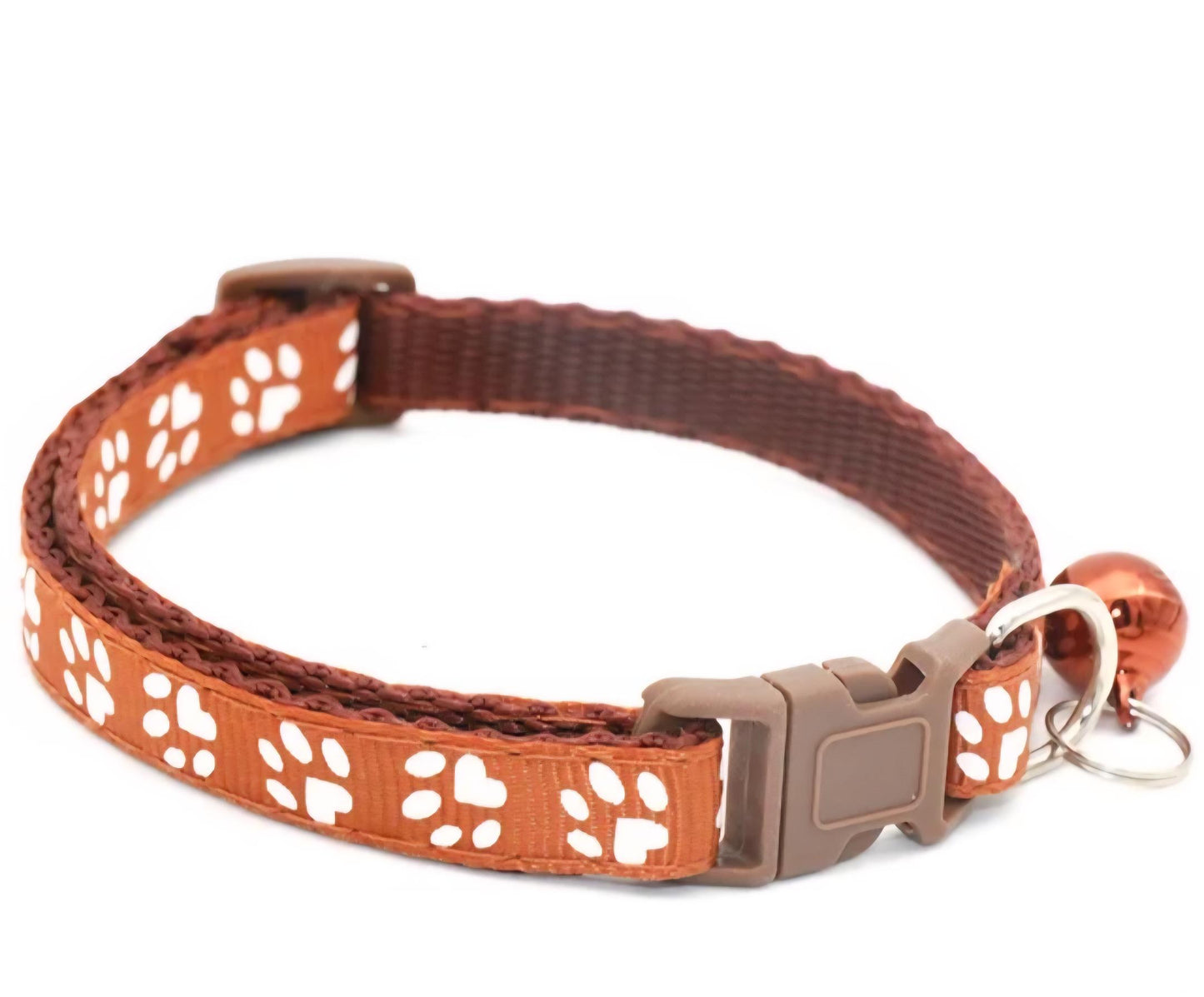 Cat & Puppy Paw Print Collar with Bell – 15 Colours