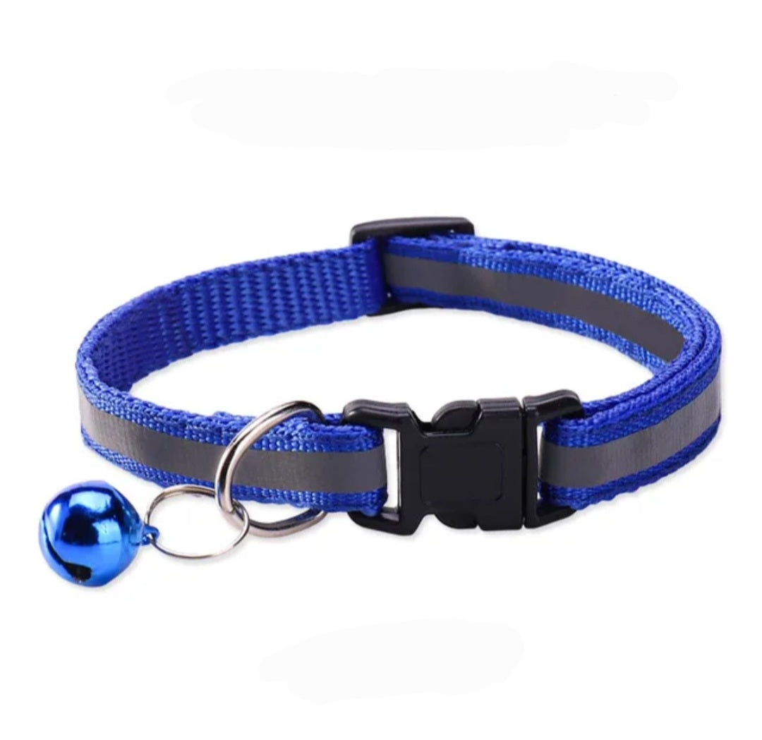 Cat & Puppy Reflective Stripe Collar With Bell - 15 Colours