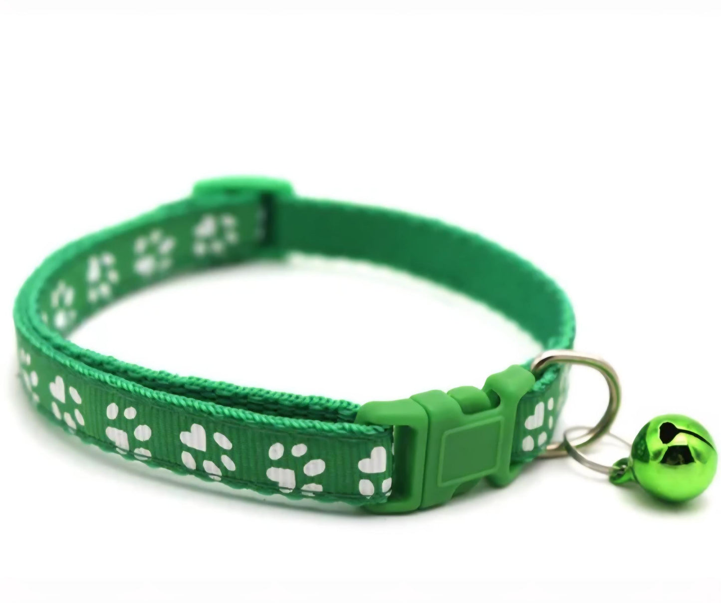 Cat & Puppy Paw Print Collar with Bell – 15 Colours