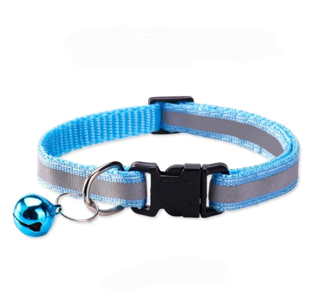 Cat & Puppy Collar – Reflective Stripe & Bell | 15 Colours