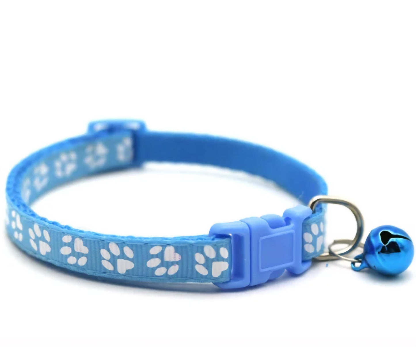 Cat & Puppy Paw Print Collar with Bell – 15 Colours