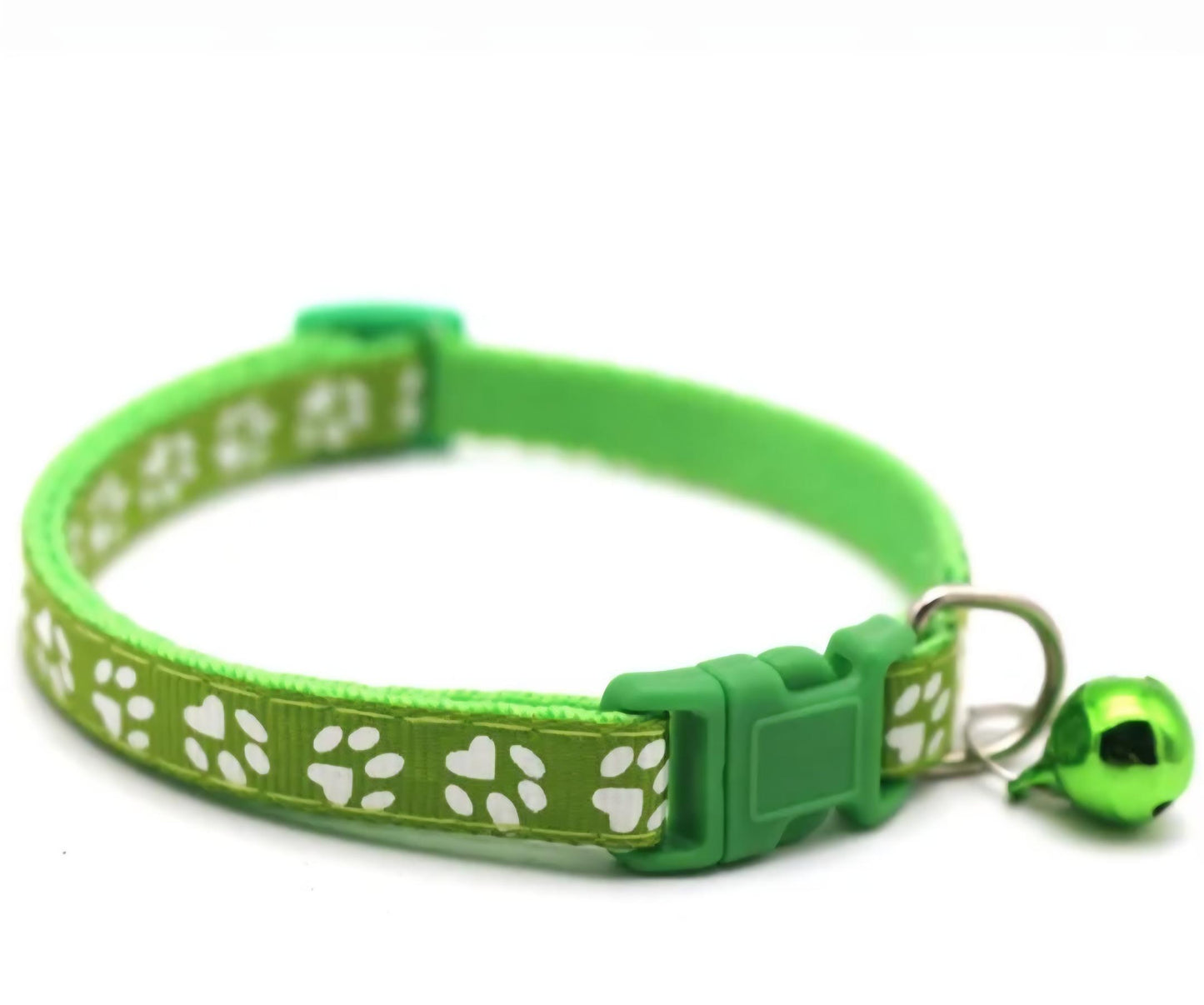 Cat & Puppy Paw Print Collar with Bell – 15 Colours