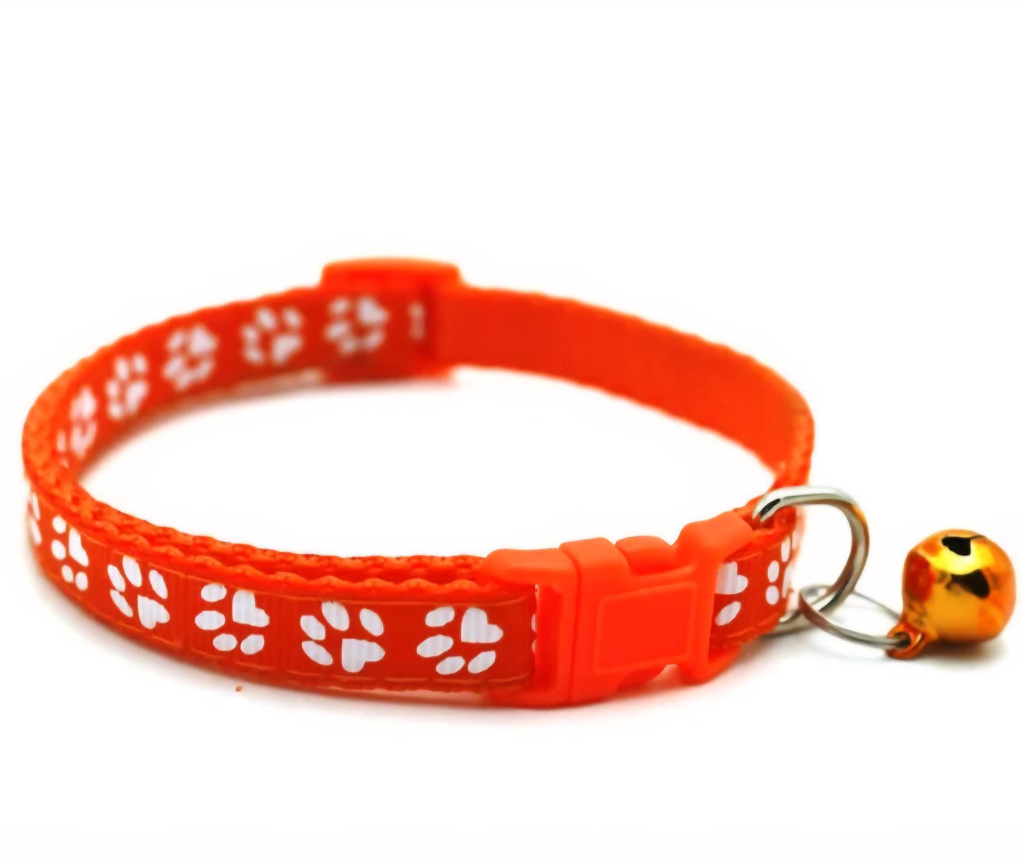 Cat & Puppy Paw Print Collar with Bell – 15 Colours