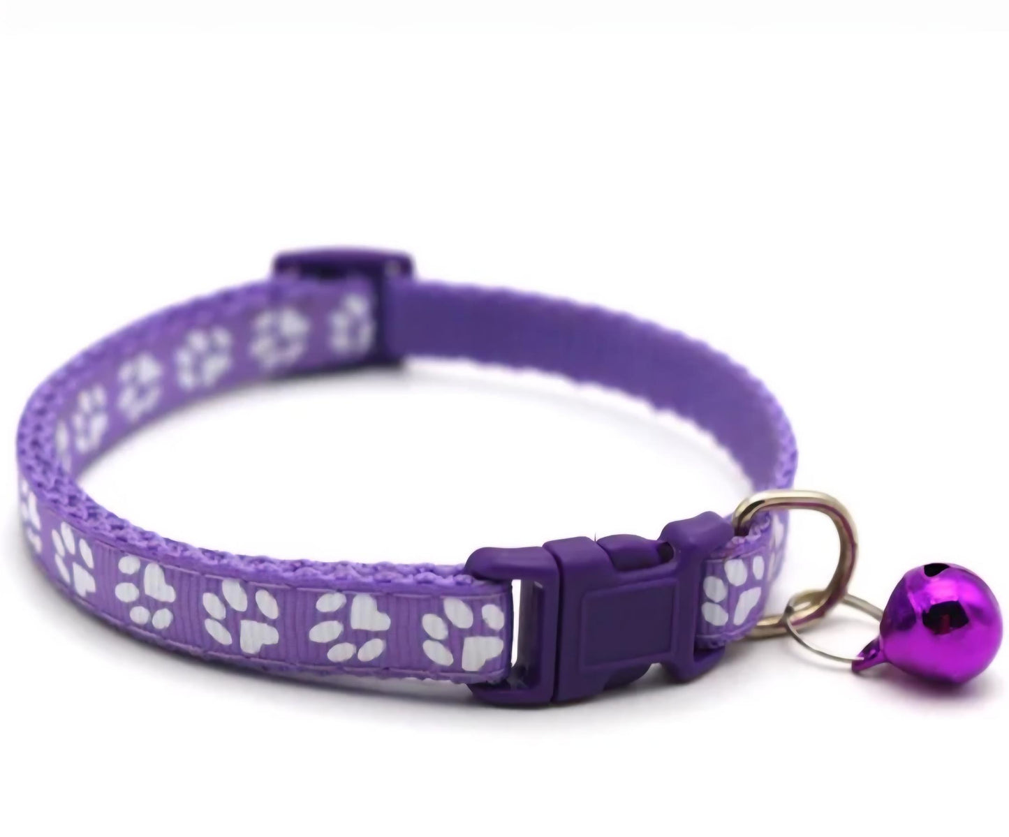 Cat & Puppy Paw Print Collar with Bell – 15 Colours