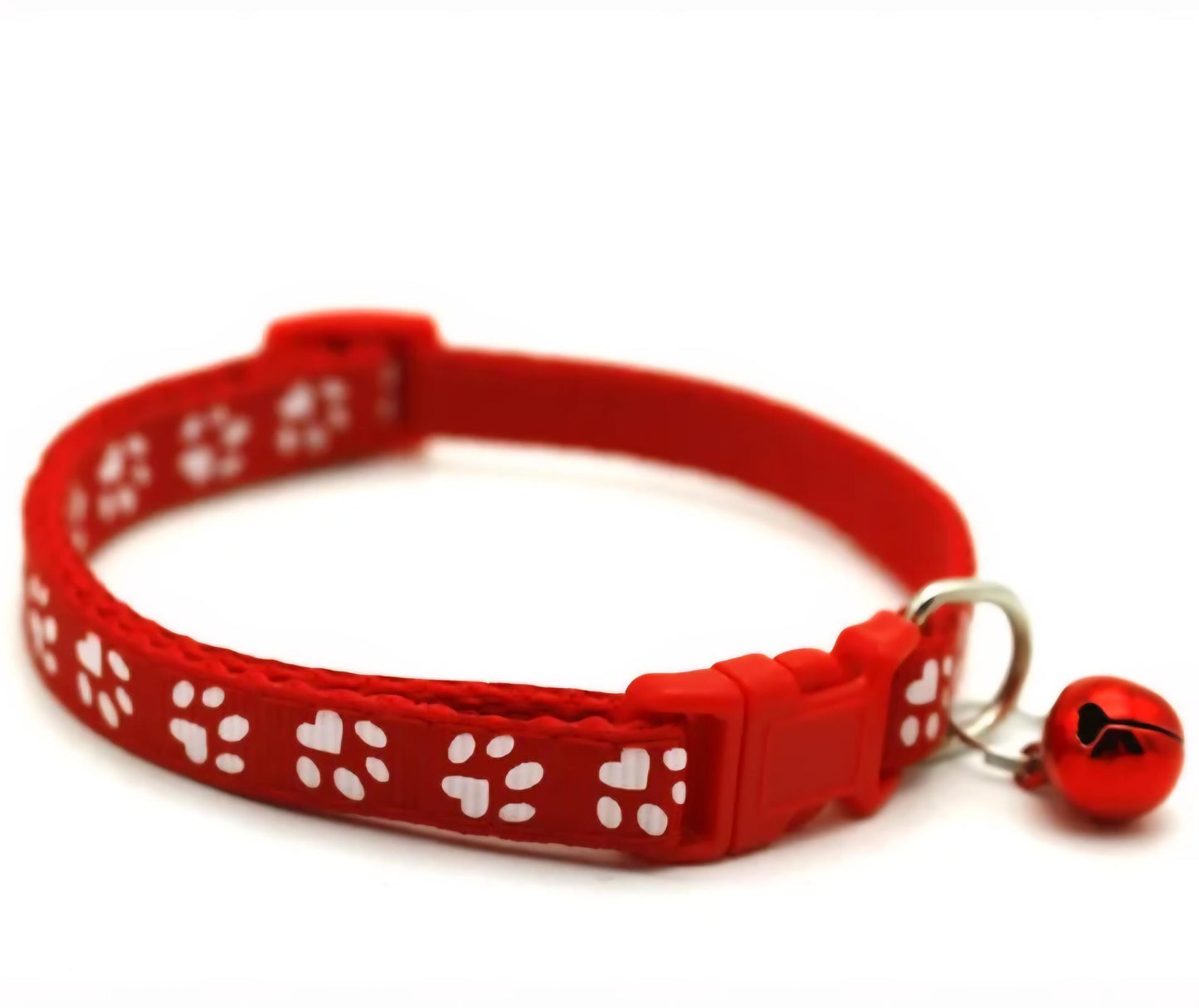 Cat & Puppy Paw Print Collar with Bell – 15 Colours