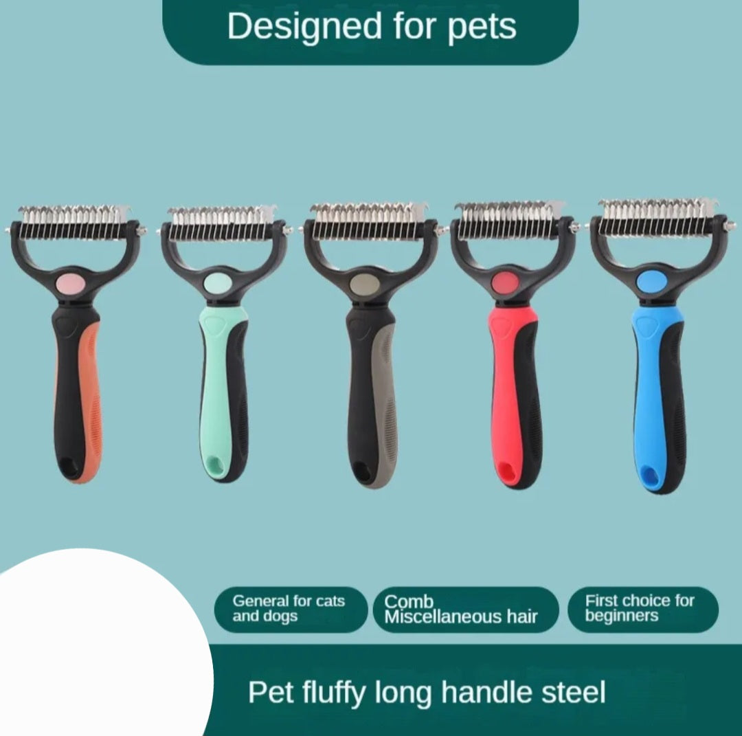 Double-Sided Dog & Cat Grooming Comb – No-Mess Deshedding