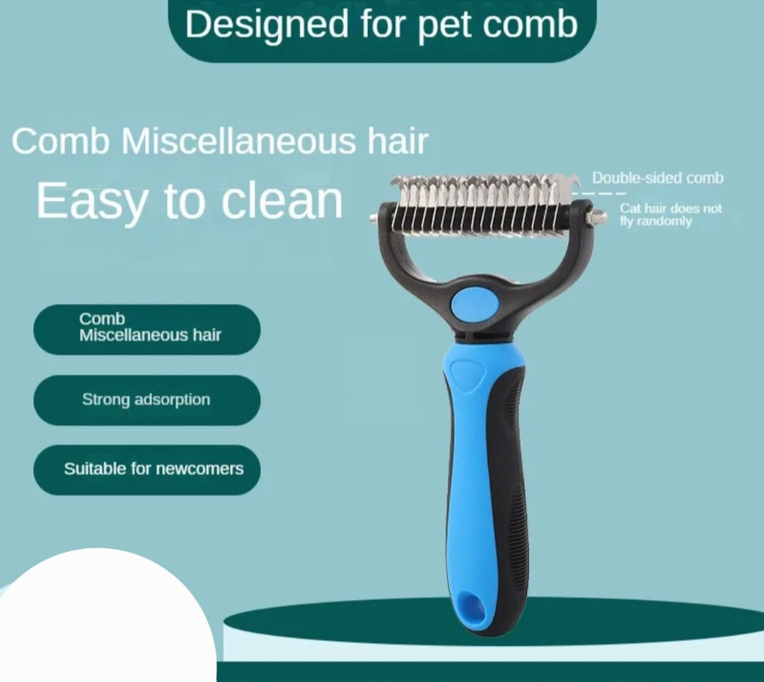 Double-Sided Dog & Cat Grooming Comb – No-Mess Deshedding