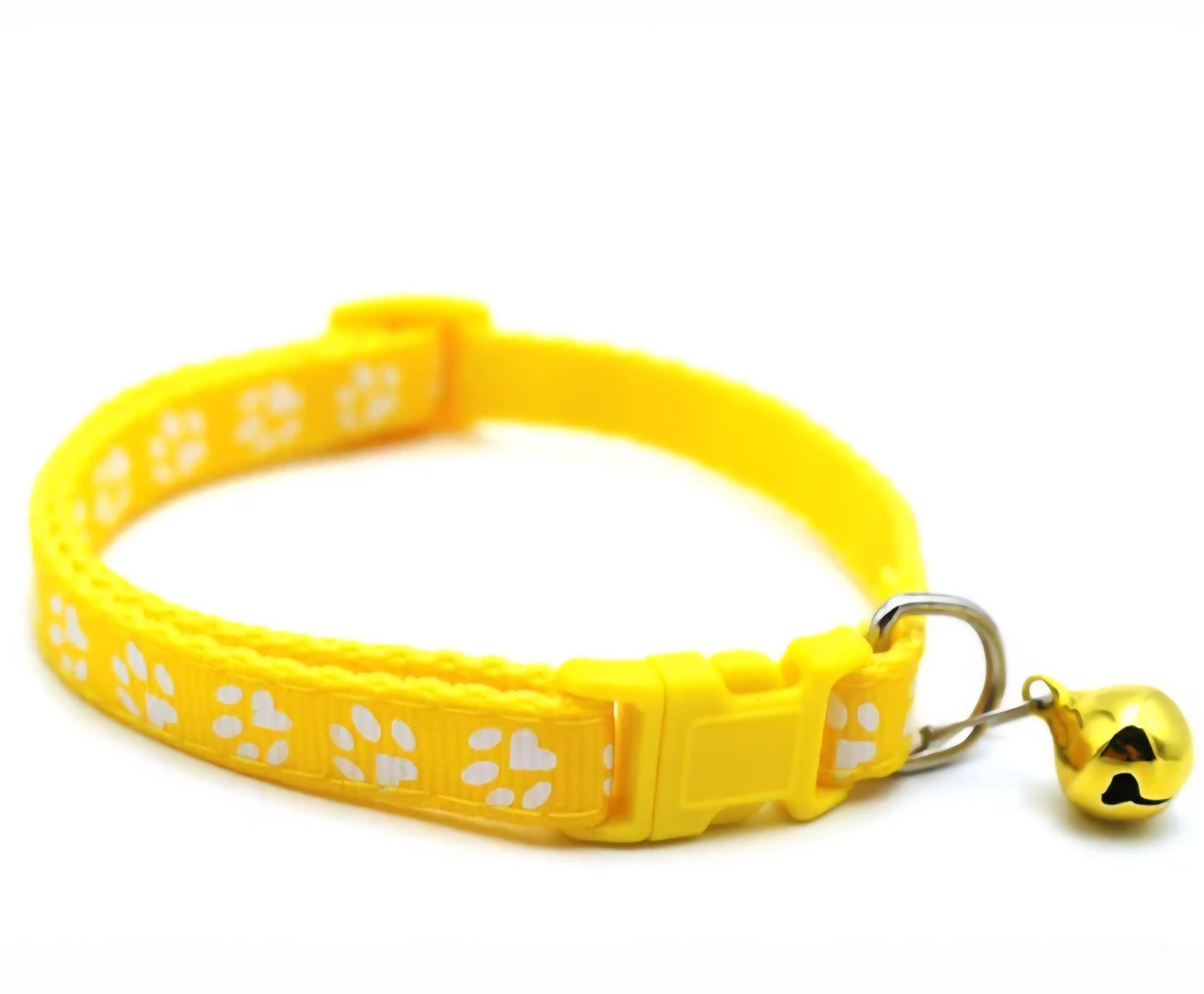 Cat & Puppy Paw Print Collar with Bell – 15 Colours