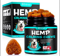 Hemp Calming Chews for dogs - jar and box with soft chews